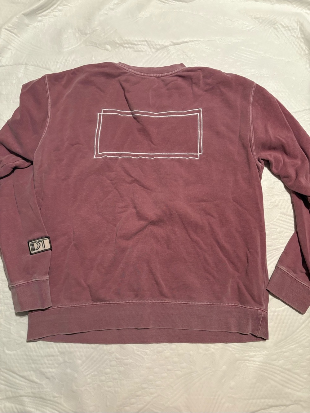 Women’s Sweatshirt Size Large Mauve Pink Peace Sign Crewneck Pullover - Picture 3 of 3